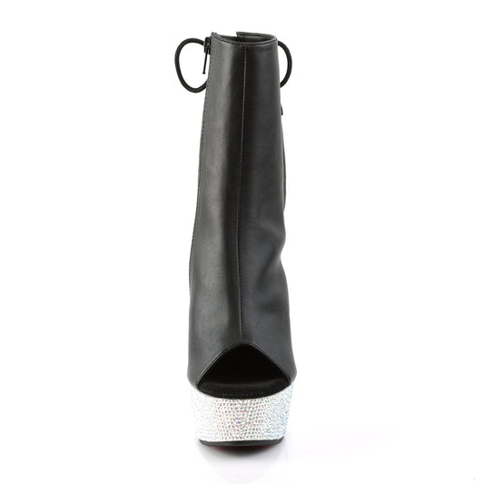 【PLEASER】BEJEWELED-1018DM-6 プラットフォームシューズ Blk Faux Leather/Slv Multi RS【取寄】
