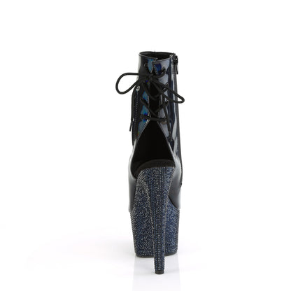 【PLEASER】BEJEWELED-1018DM-7 プラットフォームシューズ Blk Holo Pat/Midnight Blk RS【取寄】