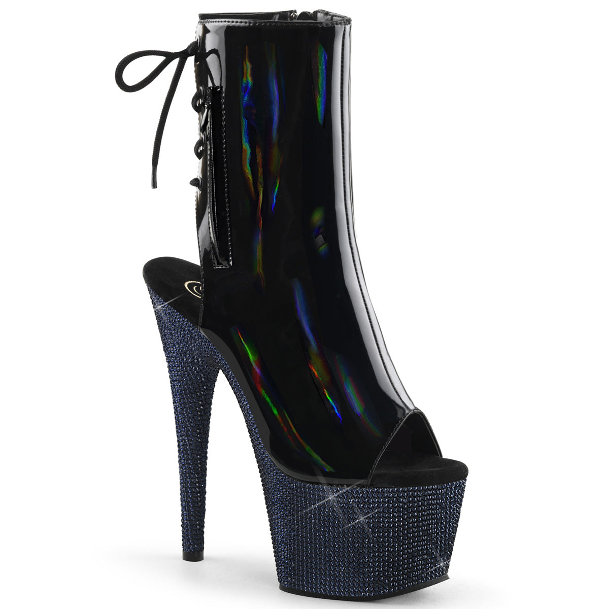 【PLEASER】BEJEWELED-1018DM-7 シューズ Blk Holo Pat/Midnight Blk RS【取寄】