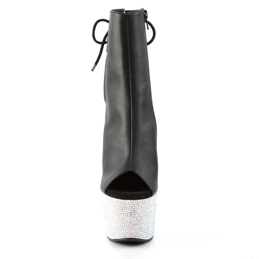 【PLEASER】BEJEWELED-1018DM-7 プラットフォームシューズ Blk Faux Leather/Slv Multi RS【取寄】