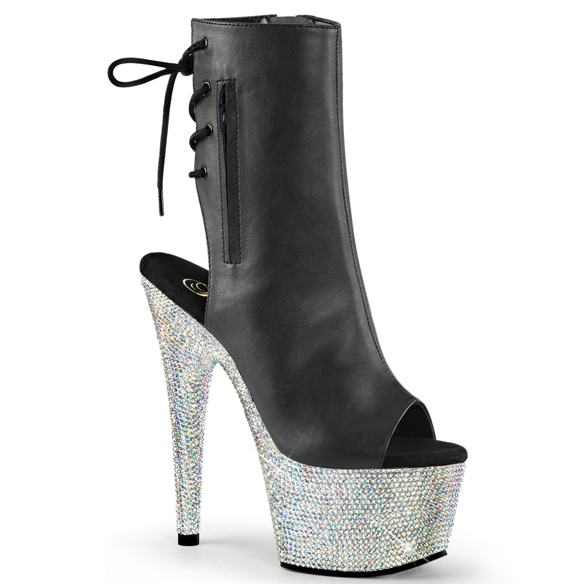 【PLEASER】BEJEWELED-1018DM-7 シューズ Blk Faux Leather/Slv Multi RS【取寄】