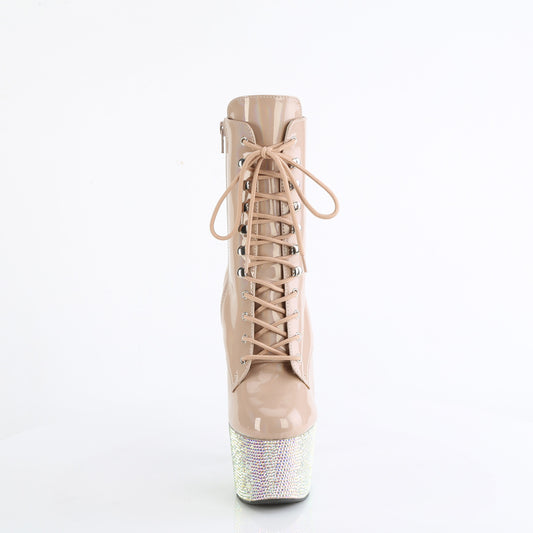 【PLEASER】BEJEWELED-1020-7 プラットフォームシューズ Nude Holo Pat/Nude AB RS【取寄】