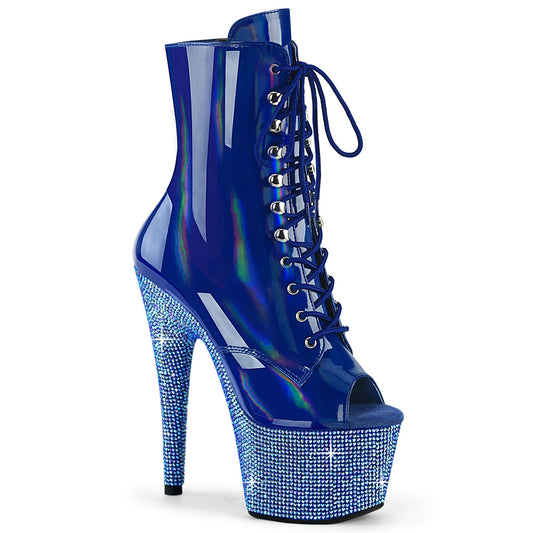 【PLEASER】BEJEWELED-1021-7 プラットフォームシューズ Blue Holo Pat/Blue AB RS【取寄】