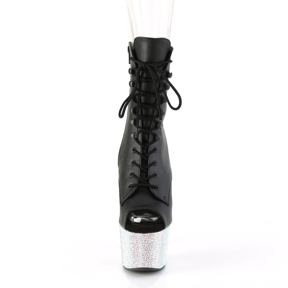【PLEASER】BEJEWELED-1021-7 シューズ Blk Faux Leather/Slv AB RS【取寄】