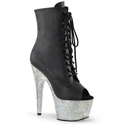 【PLEASER】BEJEWELED-1021-7 シューズ Blk Faux Leather/Slv AB RS【取寄】
