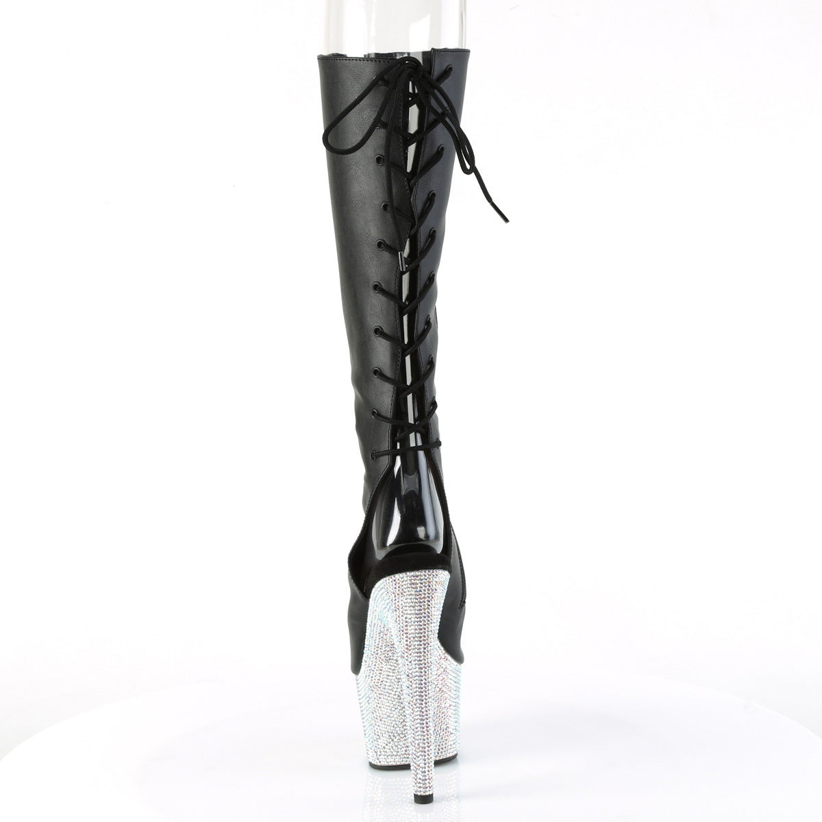 【PLEASER】BEJEWELED-2018-7 シューズ Blk Faux Leather/Slv AB RS【取寄】