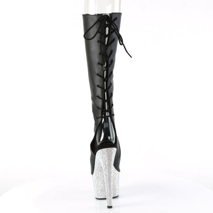 【PLEASER】BEJEWELED-2018-7 プラットフォームシューズ Blk Faux Leather/Slv AB RS【取寄】