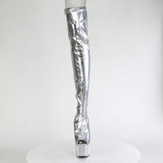【PLEASER】BEJEWELED-3011-7 プラットフォームシューズ Slv Str Holo Pat/Slv AB RS【取寄】
