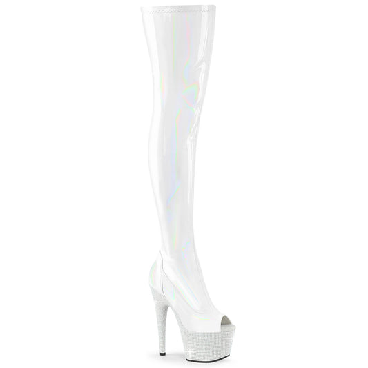 【PLEASER】BEJEWELED-3011-7 プラットフォームシューズ Wht Str Holo Pat/Wht RS【取寄】