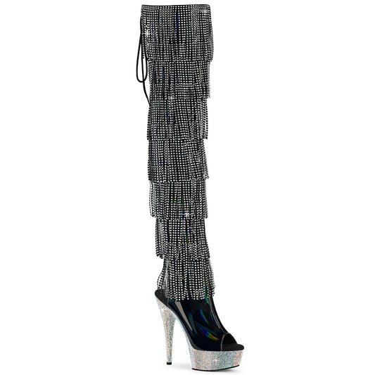 【PLEASER】BEJEWELED-3017HG-RSF プラットフォームシューズ Blk Holo Pat/Slv AB RS【取寄】