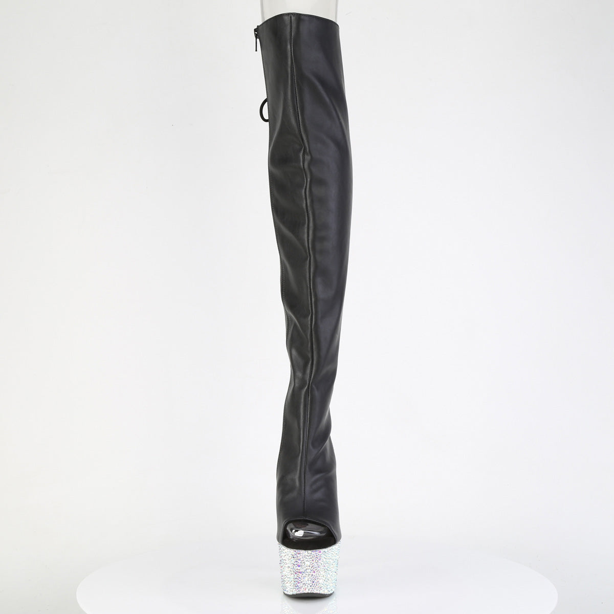 【PLEASER】BEJEWELED-3019MS-7 シューズ Blk Faux Leather/Slv AB RS【取寄】