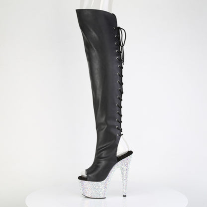 【PLEASER】BEJEWELED-3019MS-7 シューズ Blk Faux Leather/Slv AB RS【取寄】