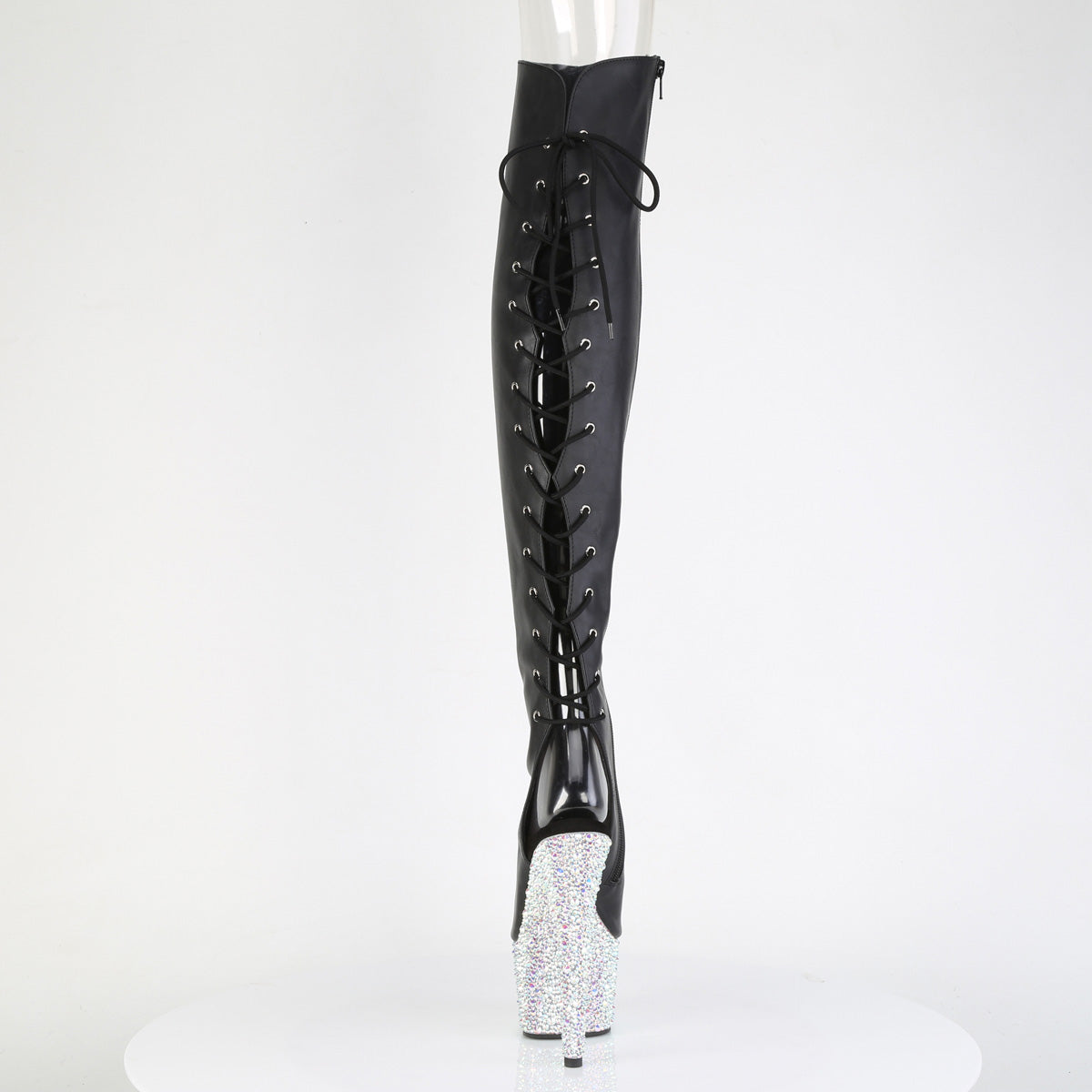 【PLEASER】BEJEWELED-3019MS-7 シューズ Blk Faux Leather/Slv AB RS【取寄】