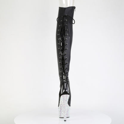 【PLEASER】BEJEWELED-3019MS-7 シューズ Blk Faux Leather/Slv AB RS【取寄】