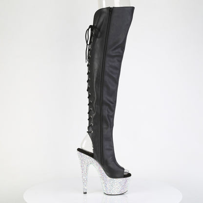 【PLEASER】BEJEWELED-3019MS-7 シューズ Blk Faux Leather/Slv AB RS【取寄】