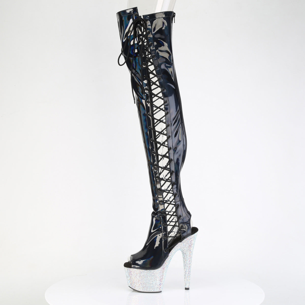【PLEASER】BEJEWELED-3052HG-7 シューズ Blk Holo Pat/Slv Multi RS【取寄】