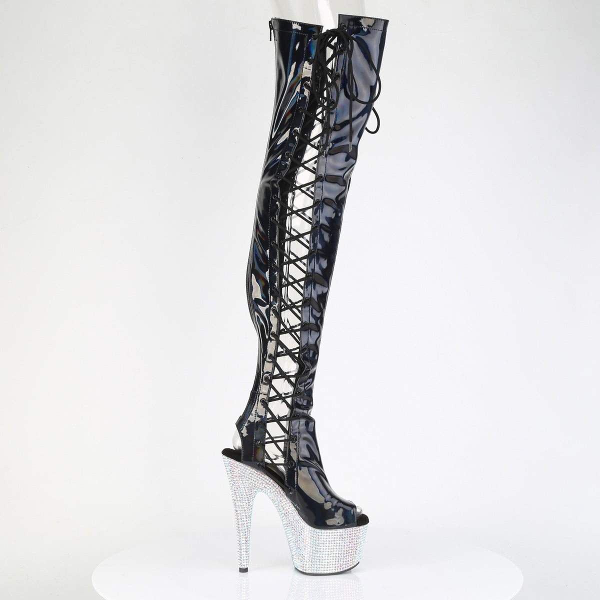 【PLEASER】BEJEWELED-3052HG-7 シューズ Blk Holo Pat/Slv Multi RS【取寄】