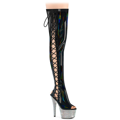 【PLEASER】BEJEWELED-3052HG-7 シューズ Blk Holo Pat/Slv Multi RS【取寄】