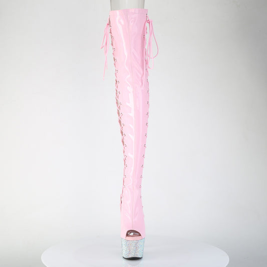 【PLEASER】BEJEWELED-3052HG-7 プラットフォームシューズ B. Pink Holo Pat/Slv AB RS【取寄】