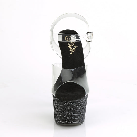 【PLEASER】BEJEWELED-708DM プラットフォームシューズ Clr/Blk RS【取寄】