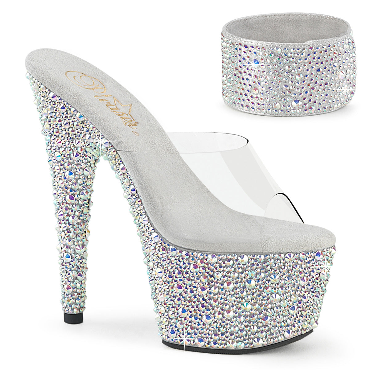 【PLEASER】BEJEWELED-712MS シューズ Clr/Slv AB RS【取寄】