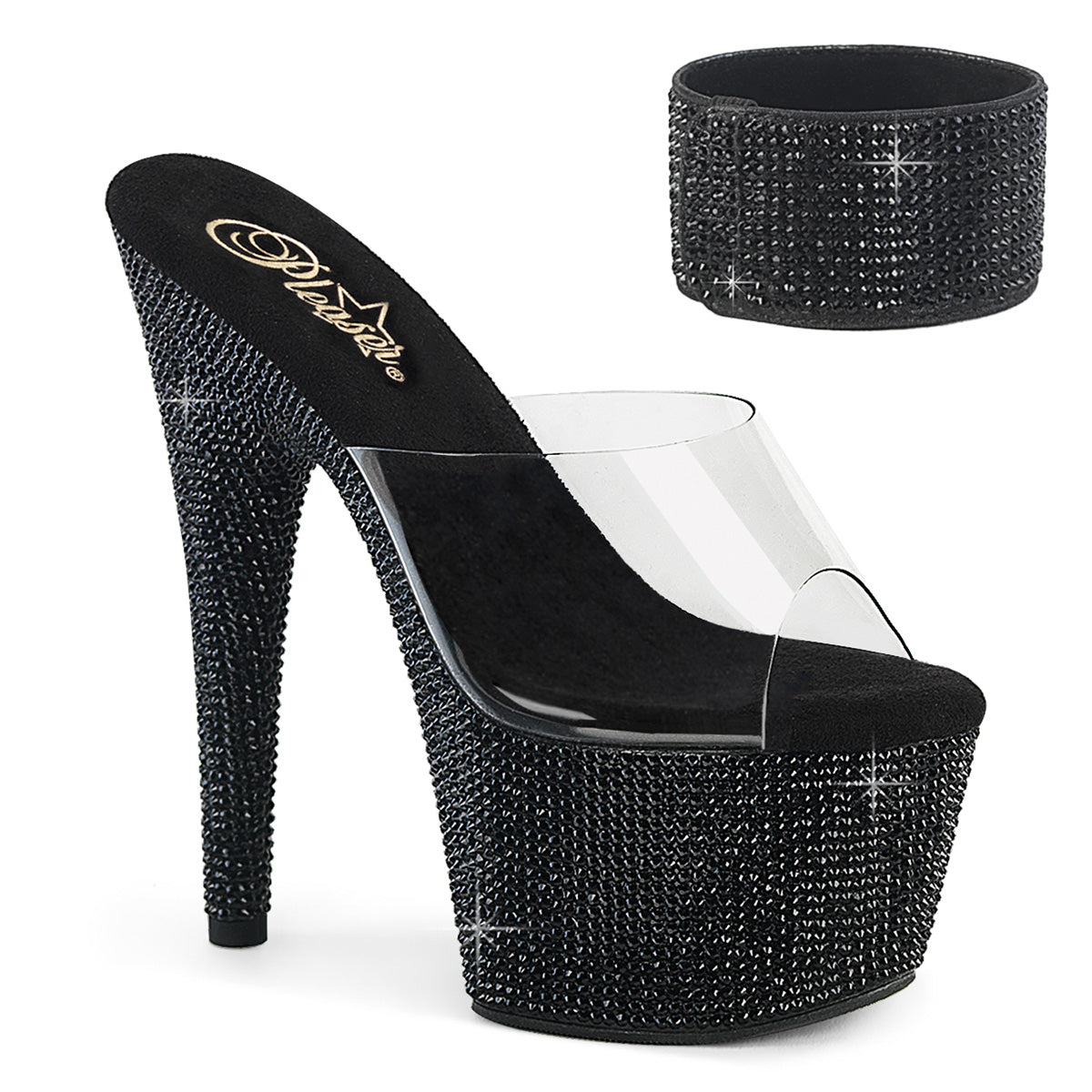 【PLEASER】BEJEWELED-712RS シューズ Clr/Blk RS【取寄】