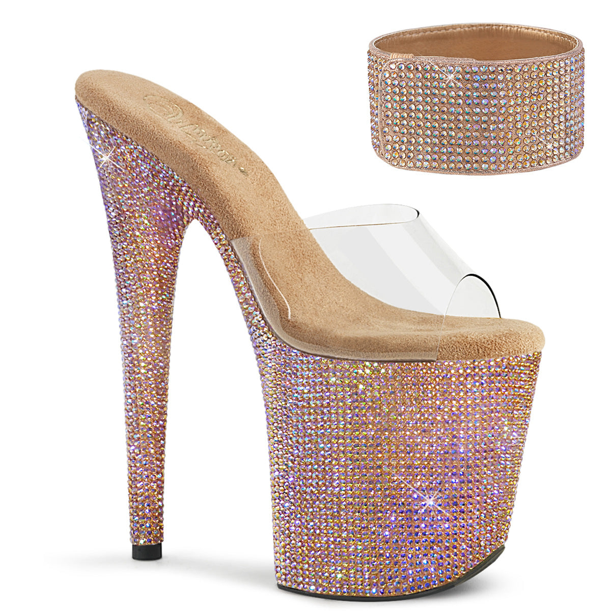【PLEASER】BEJEWELED-812RS シューズ Clr/Rose Gold Multi RS【取寄】