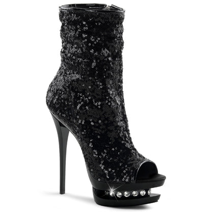 【PLEASER】BLONDIE-R-1008 プラットフォームシューズ Blk Sequins/Blk【取寄】