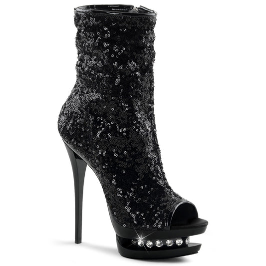 【PLEASER】BLONDIE-R-1008 プラットフォームシューズ Blk Sequins/Blk【取寄】