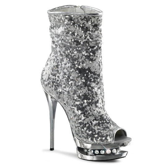 【PLEASER】BLONDIE-R-1008 プラットフォームシューズ Slv Sequins/Slv Chrome【取寄】
