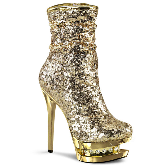 【PLEASER】BLONDIE-R-1009 プラットフォームシューズ Gold Sequins/Gold Chrome【取寄】