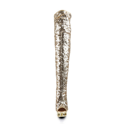 【PLEASER】BLONDIE-R-3011 シューズ Gold Sequins/Gold Chrome【取寄】