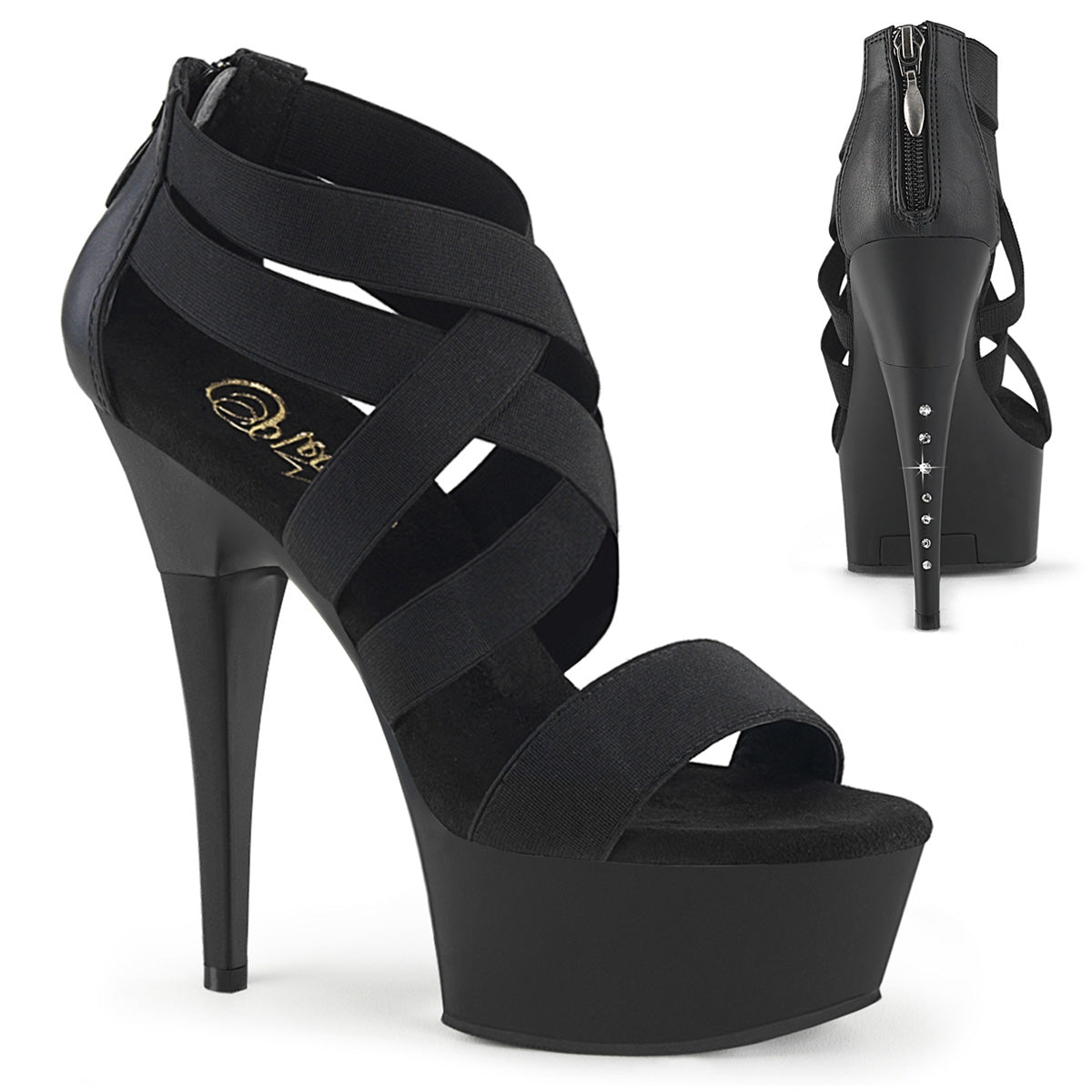 【PLEASER】CAPTIVA-669 シューズ Blk Elastic Band-Faux Leather/Blk Matte【取寄】