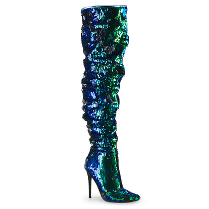 【PLEASER】COURTLY-3011 シングルソールシューズ Green Iridescent Sequins【取寄】