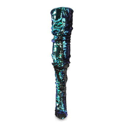 【PLEASER】COURTLY-3011 シングルソールシューズ Green Iridescent Sequins【取寄】
