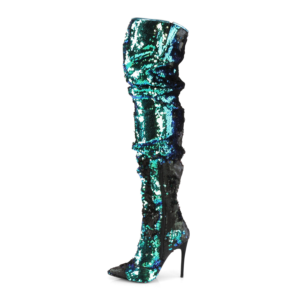 【PLEASER】COURTLY-3011 シングルソールシューズ Green Iridescent Sequins【取寄】