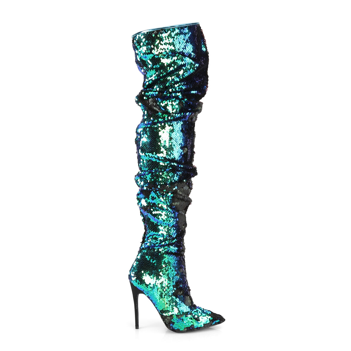 【PLEASER】COURTLY-3011 シングルソールシューズ Green Iridescent Sequins【取寄】