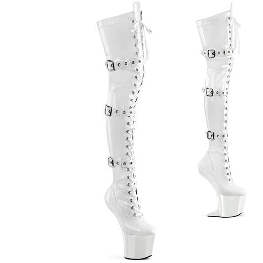 【PLEASER】CRAZE-3028 プラットフォームシューズ Wht Str. Pat/Wht【取寄】