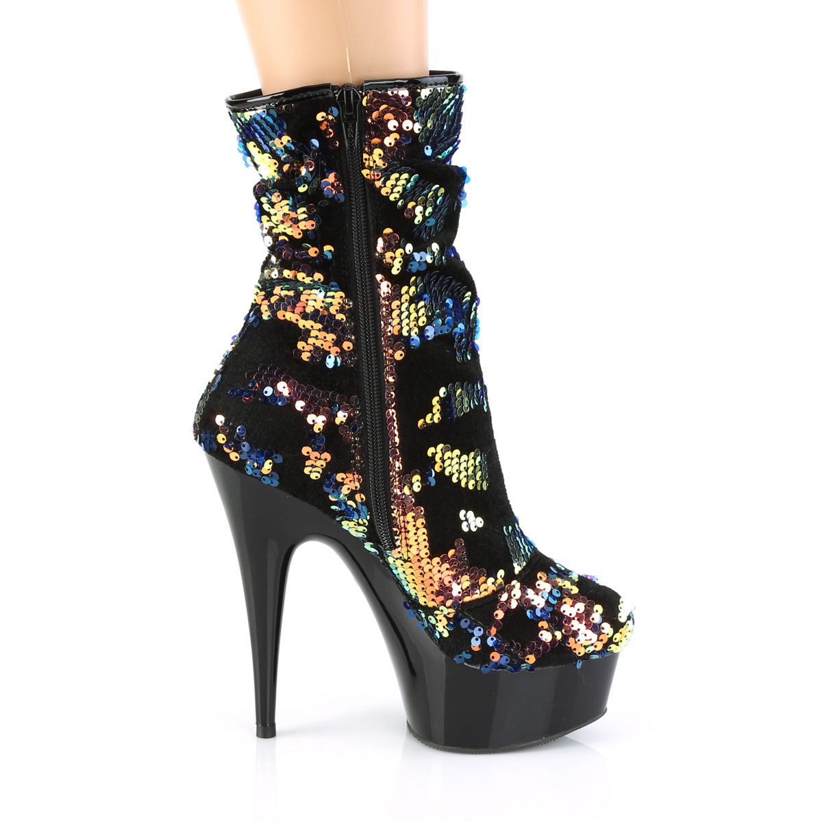 【PLEASER】DELIGHT-1004 シューズ Blue Iridescent Sequins/Blk【取寄】