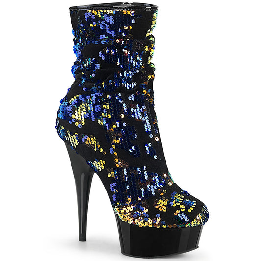 【PLEASER】DELIGHT-1004 プラットフォームシューズ Blue Iridescent Sequins/Blk【取寄】