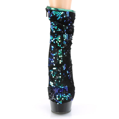 【PLEASER】DELIGHT-1004 シューズ Green Iridescent Sequins/Blk【取寄】