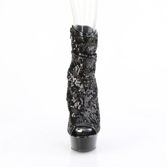 【PLEASER】DELIGHT-1008SQ プラットフォームシューズ Blk Sequins/Blk Matte【取寄】