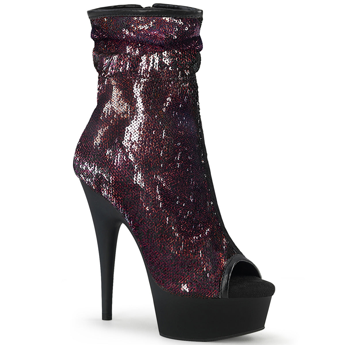 【PLEASER】DELIGHT-1008SQ シューズ Burgundy Sequins/Blk Matte【取寄】