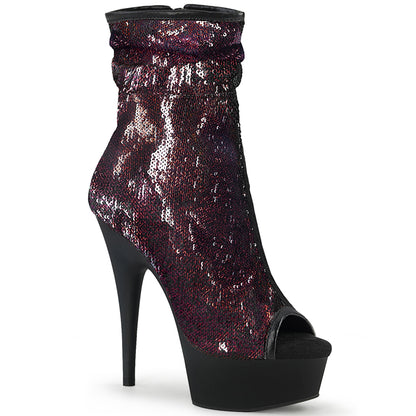 【PLEASER】DELIGHT-1008SQ シューズ Burgundy Sequins/Blk Matte【取寄】