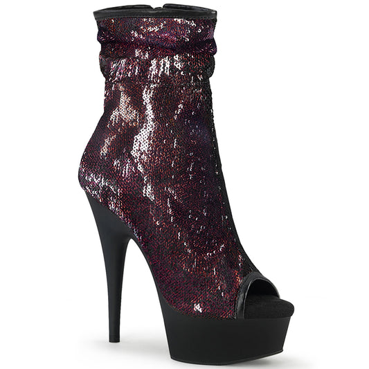 【PLEASER】DELIGHT-1008SQ プラットフォームシューズ Burgundy Sequins/Blk Matte【取寄】