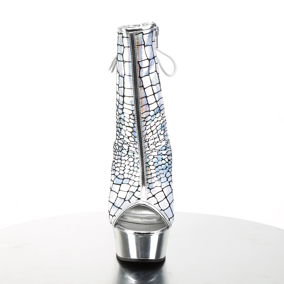 【PLEASER】DELIGHT-1018HG シューズ Slv Hologram Ostrich Pu/Slv Chrome【取寄】