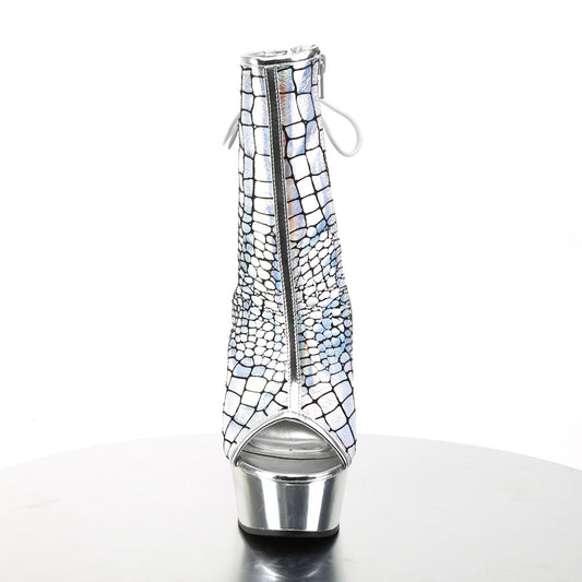【PLEASER】DELIGHT-1018HG プラットフォームシューズ Slv Hologram Ostrich Pu/Slv Chrome【取寄】