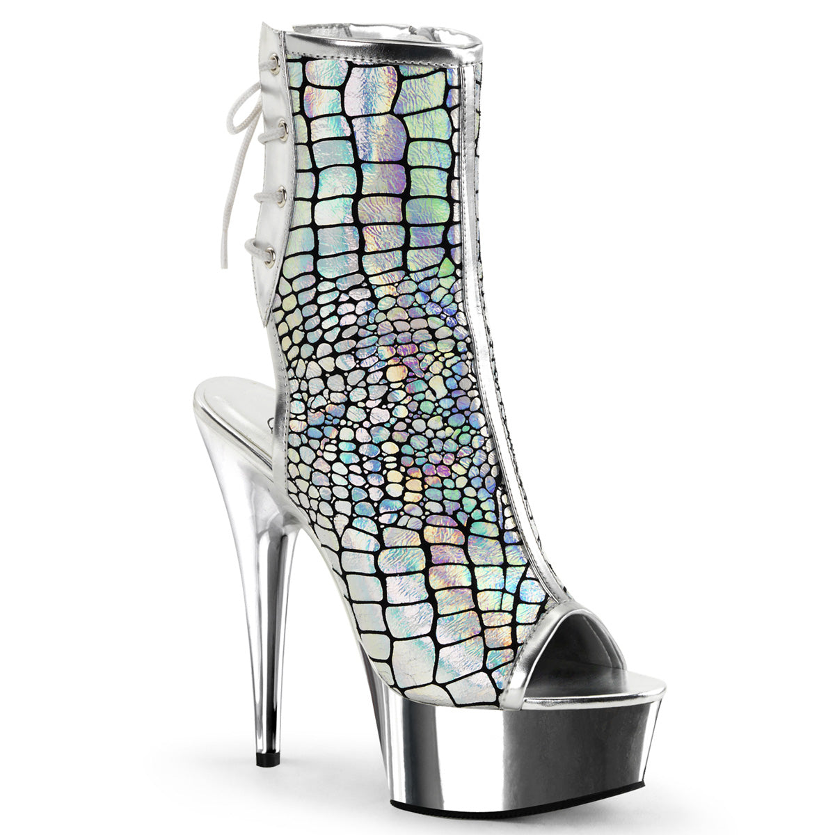 【PLEASER】DELIGHT-1018HG シューズ Slv Hologram Ostrich Pu/Slv Chrome【取寄】