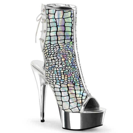【PLEASER】DELIGHT-1018HG プラットフォームシューズ Slv Hologram Ostrich Pu/Slv Chrome【取寄】