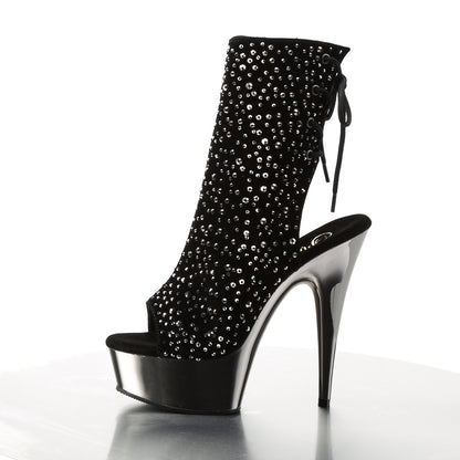 【PLEASER】DELIGHT-1018RS シューズ Blk Velvet-Pewter RS/ Pewter Chrome【取寄】